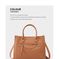 Genuine Leather Women Crossbody Satchel Handbag Brown - Thumbnail 1