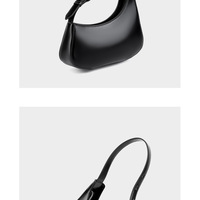 Genuine Leather Women Small Shoulder Purse Handbag Black - Thumbnail 2