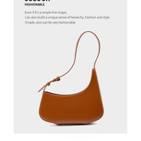 Genuine Leather Women Small Shoulder Purse Handbag Brown - Thumbnail 1