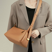 Genuine Leather Women Small Shoulder Purse Handbag Brown - Thumbnail 1