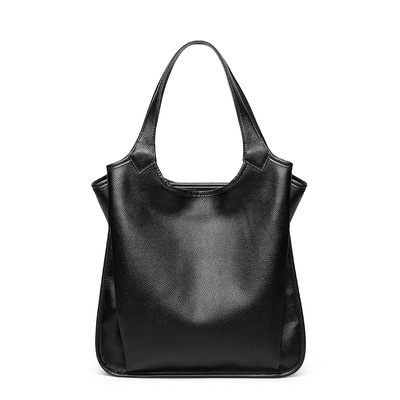 Genuine leather women trendy handbags black - Thumbnail 4