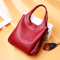 Genuine Leather Women Trendy Handbags Red - Thumbnail 1