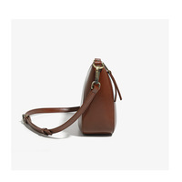 Genuine Leather Women Crossbody Handbag Chic Tote Bag Brown - Thumbnail 3