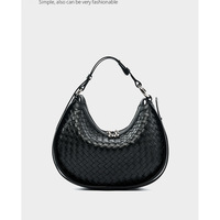 Women Genuine Leather Shoulder Bags Classic Crossbody Purses for Lady Handbag Black - Thumbnail 1