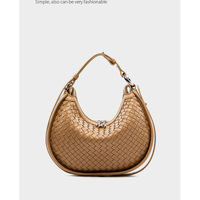 Women Genuine Leather Shoulder Bags Classic Crossbody Purses for Lady Handbag Brown - Thumbnail 1