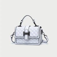 Women Cute Top Handle Crossbody Bag Stylish Tiny Clutch Handbag with Strap White - Thumbnail 1