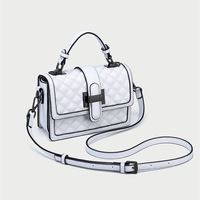 Women Cute Top Handle Crossbody Bag Stylish Tiny Clutch Handbag with Strap White - Thumbnail 4