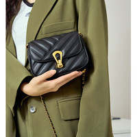 Women Small Genuine Leather Shoulder Handbag Black - Thumbnail 1