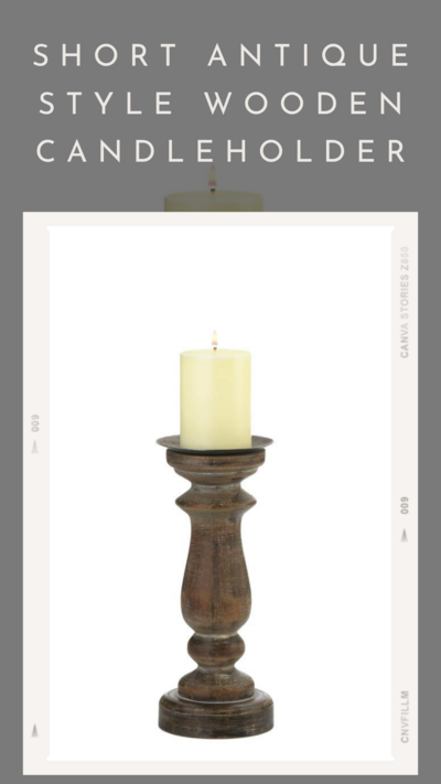Short Antique Style Wooden Candleholder