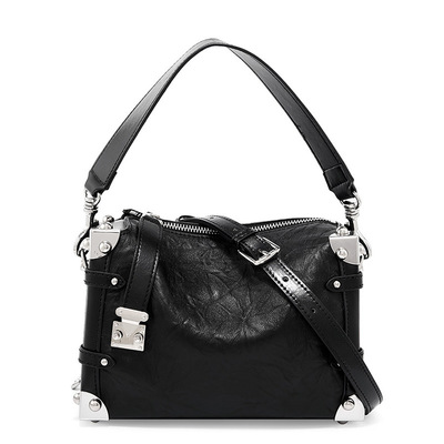 Women Genuine Leather Shoulder Purses and Handbags Ladies Roomy Tote Bags Black