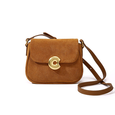 Genuine leather women frosted velvet handbags yellow - Thumbnail 5