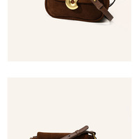 Genuine Leather Women Frosted velvet Handbags Brown - Thumbnail 1