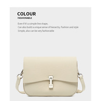 Genuine Leather Women Square Crossbody Shoulder Purse Flap Satchel Handbag White - Thumbnail 1