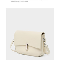 Genuine Leather Women Square Crossbody Shoulder Purse Flap Satchel Handbag White - Thumbnail 2