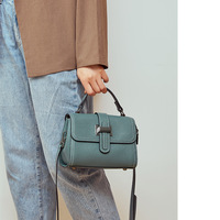 Genuine Leather Women Top-handle Handbags Blue - Thumbnail 2