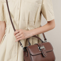 Genuine Leather Women Top-handle Handbags Brown - Thumbnail 1