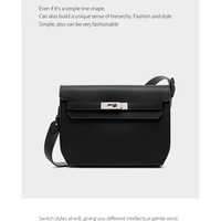 Genuine Leather Ladies Shoulder Totes Bag Crossbody Bags Black - Thumbnail 1