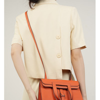 Womens Genuine Leather Casual Handbags Orange - Thumbnail 2