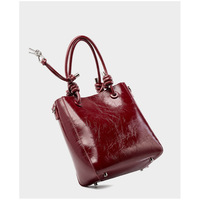 Women Retro Genuine Leather Classic Clutch Tote HandBags Red - Thumbnail 2