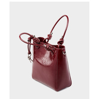 Women Retro Genuine Leather Classic Clutch Tote HandBags Red - Thumbnail 3