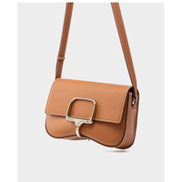 Women Genuine Leather Della Shoulder Crossbody Bag Brown - Thumbnail 2