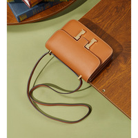 Women Genuine Leather Crossbody Bag Luxury Handbag Brown - Thumbnail 1