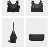 Women Genuine Leather Canvas Handbags Shoulder Bags Black - Thumbnail 1