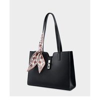 Women Genuine Leather Handbag Medium Top Handle Satchel Shoulder Bag Black - Thumbnail 2