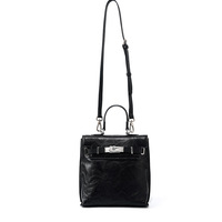 Genuine Leather Women Backpack Travel Bag Black - Thumbnail 1