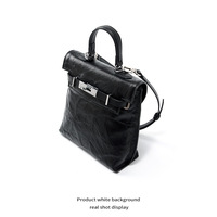 Genuine Leather Women Backpack Travel Bag Black - Thumbnail 3