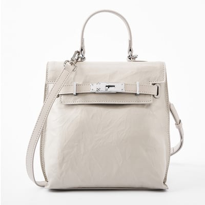 Genuine leather women backpack travel bag white - Thumbnail 4