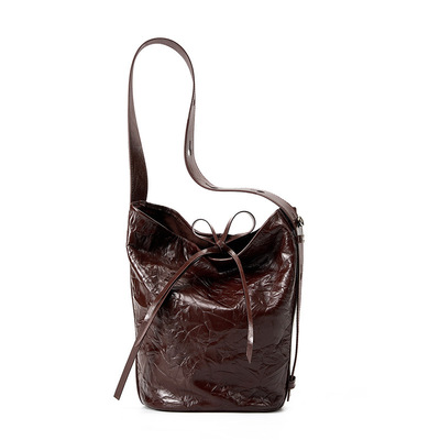 Women genuine leather tote handbags hobo bags brown - Thumbnail 5