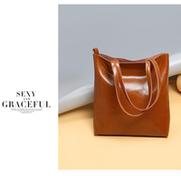 Women Genuine Leather Large Work Tote Bag Womens Travel Shoulder Bag Brown - Thumbnail 1