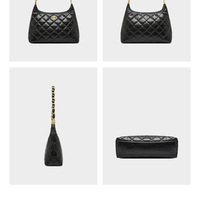 Genuine Leather Hobo Purses and Handbags for Women Ladies Shoulder Crossbody Purse Black - Thumbnail 1