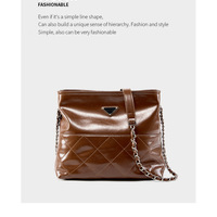 Genuine Leather Women Shoulder Handbags Leather Tote Bag Brown - Thumbnail 1