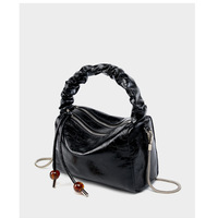 Ladies Genuine Leather Handbags Tote Shoulder Bag Black - Thumbnail 1