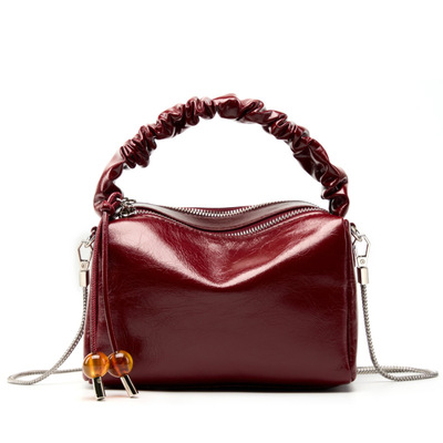 Ladies Genuine Leather Handbags Tote Shoulder Bag Red