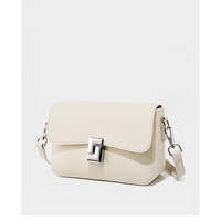 Genuine Leather Women's Small Classy Crossbody Purse Top Handle Handbags White - Thumbnail 2