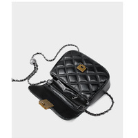 Women Genuine Leather Small Classy Crossbody Purse Top Handle Handbags Black - Thumbnail 3