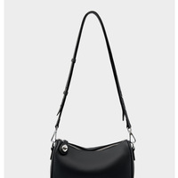 Genuine Leather Women Swinger Fashion Shoulder Cross Bag Black - Thumbnail 1