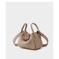 Genuine Leather Mini Shoulder Bag Lindy Small Bag Grey - Thumbnail 2