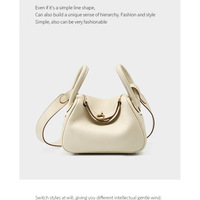 Genuine Leather Mini Shoulder Bag Lindy Small Bag White - Thumbnail 1