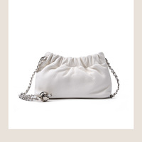 Genuine Leather Tote Ladies Crossbody Bag White - Thumbnail 1