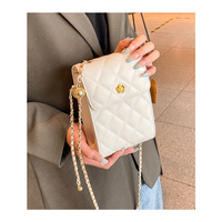 Genuine Leather Ladies'Shoulder Bag Chain Bag White - Thumbnail 2