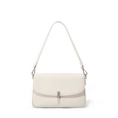 Ladies'cowhide shoulder bag tote handbag white - Thumbnail 3