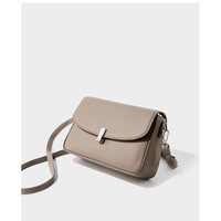 Ladies'Cowhide Shoulder Bag Tote Handbag Grey - Thumbnail 3