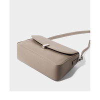 Ladies'Cowhide Shoulder Bag Tote Handbag Grey - Thumbnail 4