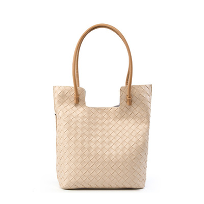 Women's Woven Bag Large Capacity Cowhide Handbag White