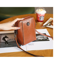 Genuine Leather Women Shoulder Bag Mobile Phone Bag Brown - Thumbnail 1