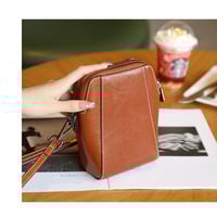 Genuine Leather Women Shoulder Bag Mobile Phone Bag Brown - Thumbnail 2